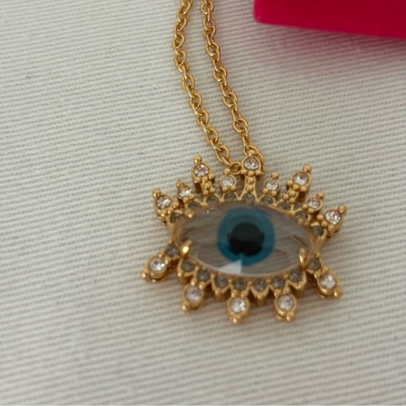 Kurt Geiger evil eye crystal pendant necklace new with tags blue gold tone - Picture 11 of 11